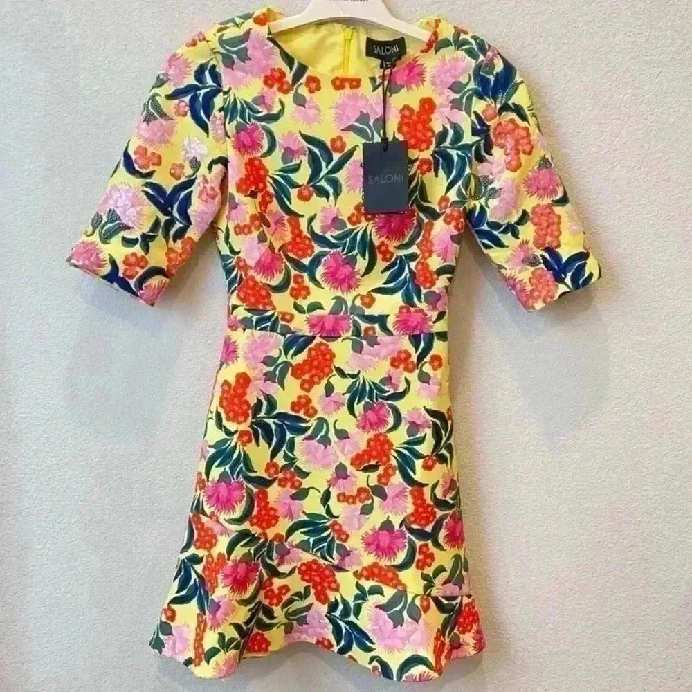 Saloni Tropical Floral Sequins Dress 2